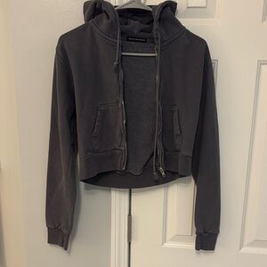 Brandy Melville Blue Gray Cropped Zip Hoodie